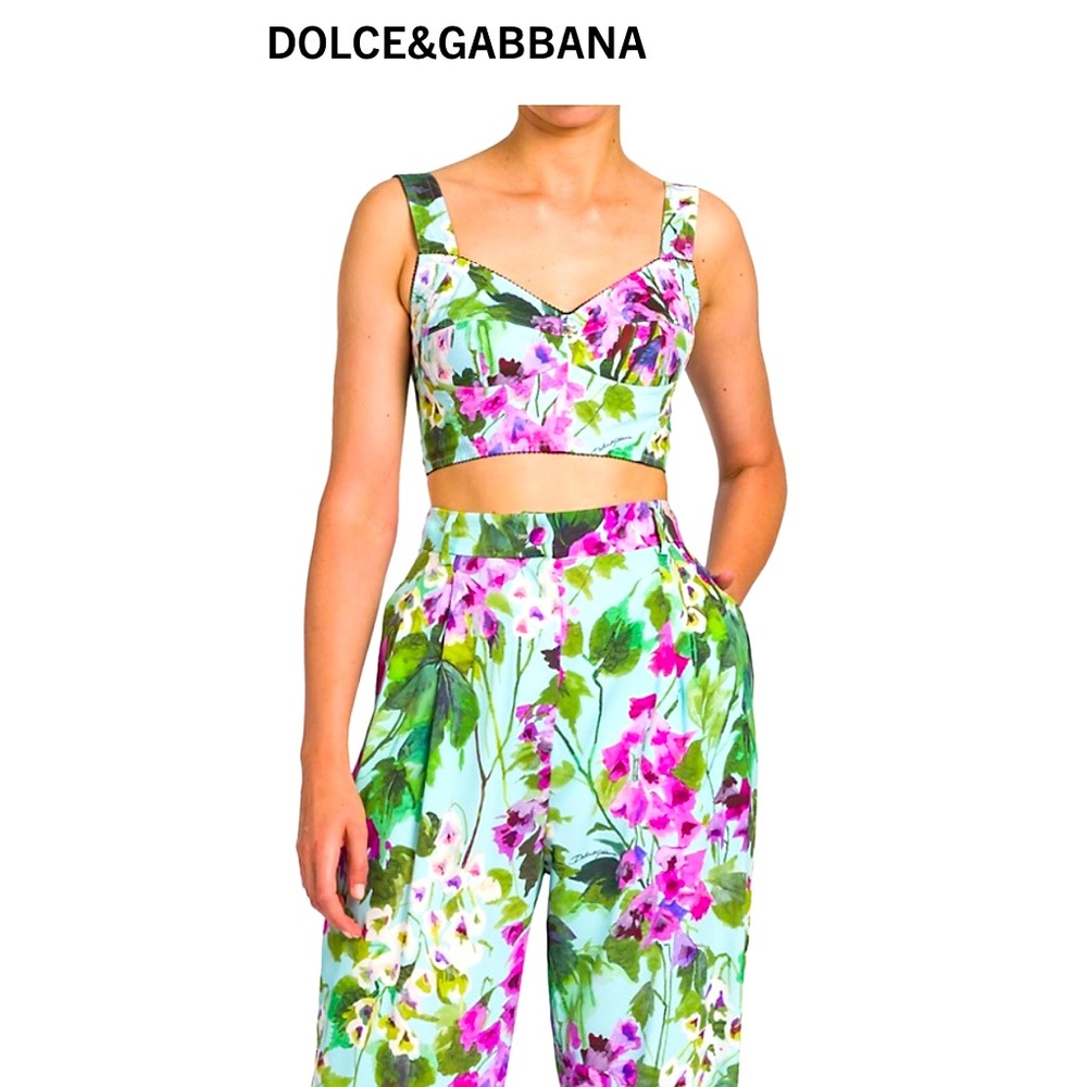Gorgeous set floral print silk D&G trousers & bustier🤩🤤🔥